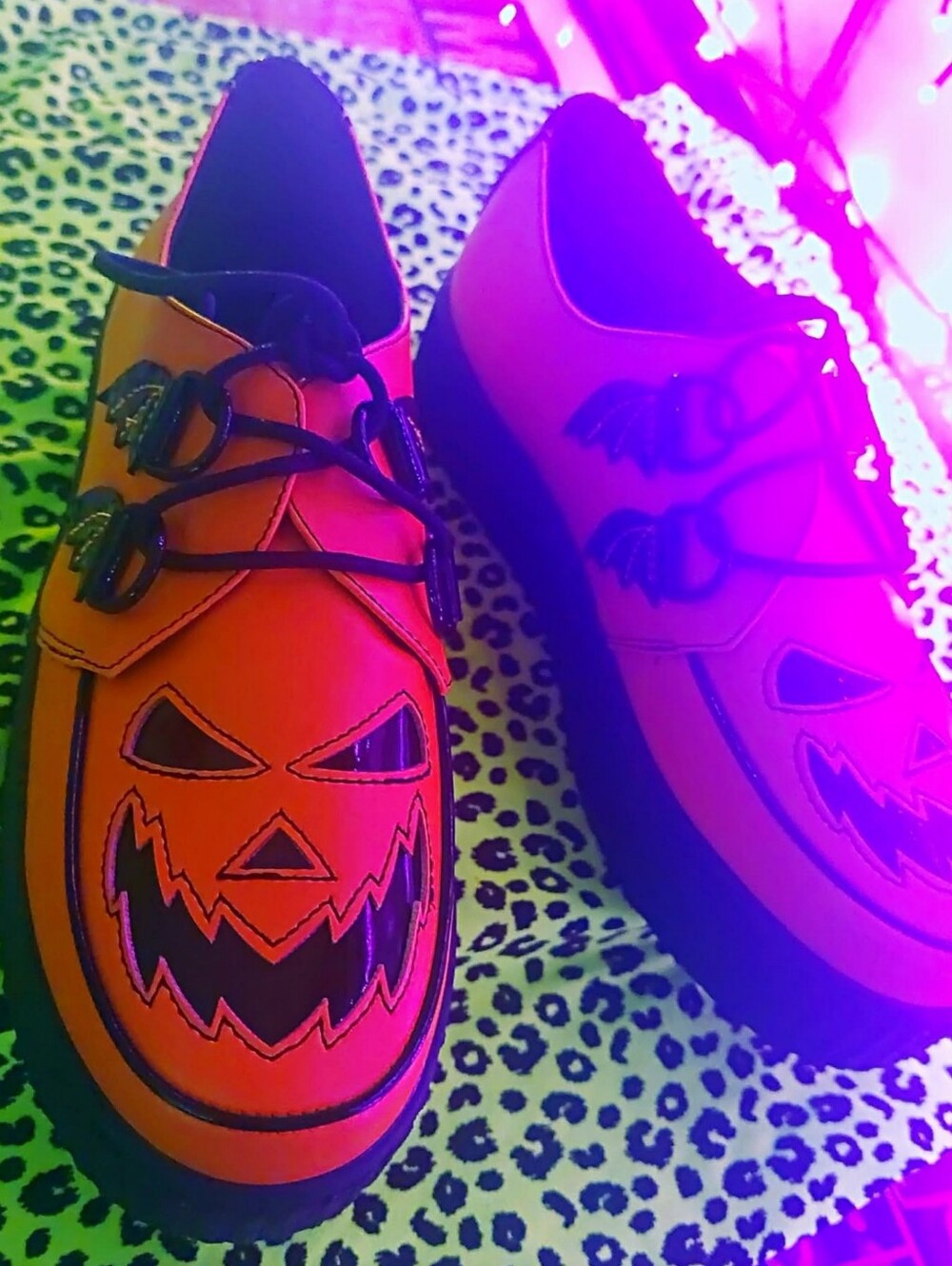 Strange Cvlt Creeper Platform Shoes - Orange Jack-O'-Lantern